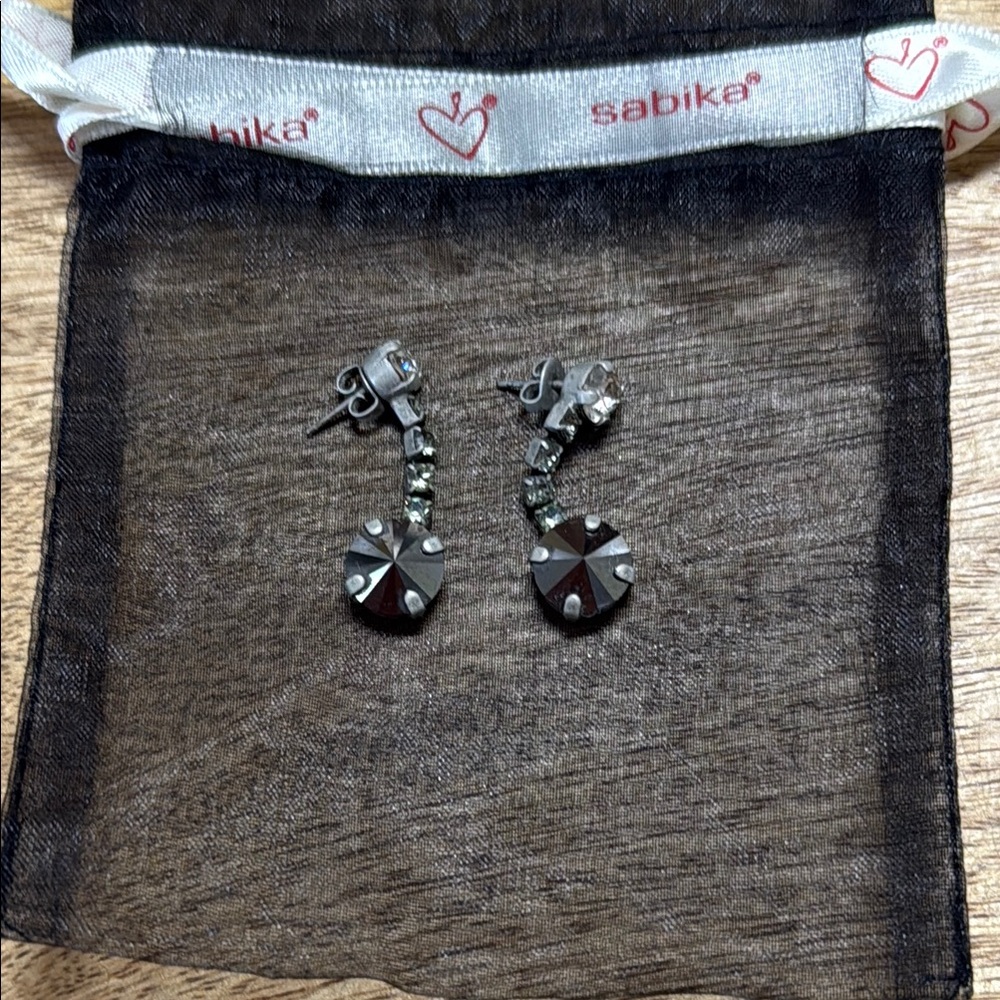 Sabika Silver and Black Earrings